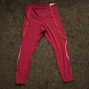 Women's Pink Leggings with Orange Accents